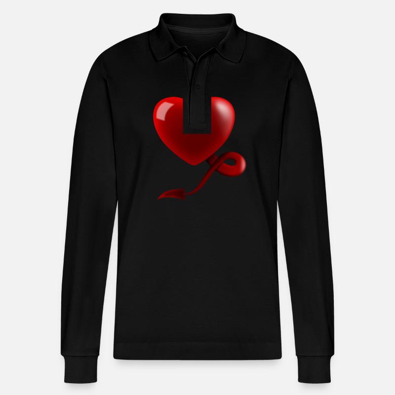 Coeur avec queue du diable - Polo à manches longues bio PREPSTER Stanley/Stella Unisexe - noir