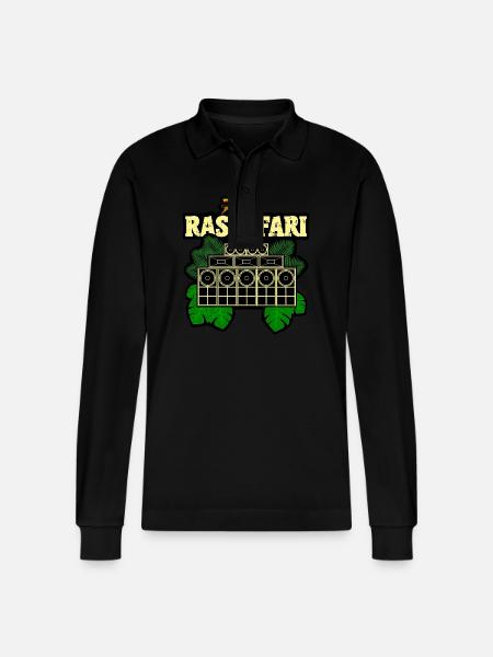 Rastafari Sound System - Stanley/Stella Organic Unisex Long-Sleeved Polo Shirt Prepster - black