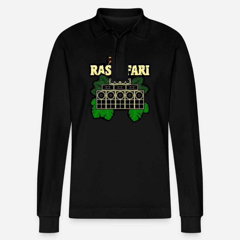Rastafari Soundsystem - Stanley/Stella Unisex Bio-Langarm-Poloshirt Prepster - Schwarz