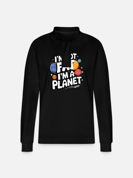 Planet Solar System Astronomy Space - Stanley/Stella Organic Unisex Long-Sleeved Polo Shirt Prepster - black