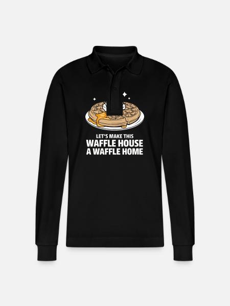Waffles Breakfast Sweets - Stanley/Stella Organic Unisex Long-Sleeved Polo Shirt Prepster - black