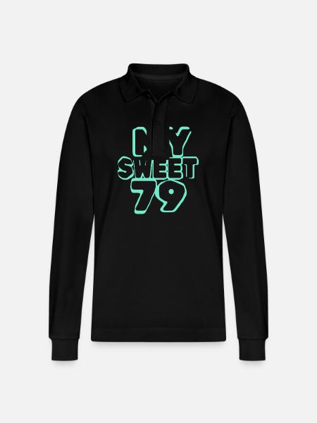Birthday 79 - Stanley/Stella Organic Unisex Long-Sleeved Polo Shirt Prepster - black