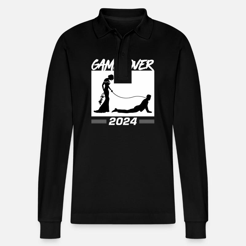 Game Over 2024 Hochzeit - Stanley/Stella Unisex Bio-Langarm-Poloshirt Prepster - Schwarz