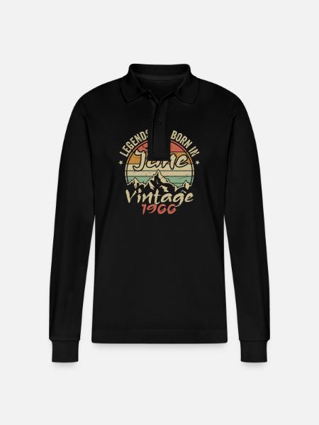 Fødselsdag juni 1966 født i juni 1966 Retro 1966 - Stanley/Stella Prepster økologisk unisex langærmet poloshirt - sort