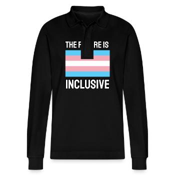 The Future is Inclusive Trans Flag Pride - Stanley/Stella Organic Unisex Long-Sleeved Polo Shirt Prepster - black - Front - Anna (173cm) & Nico (186cm)