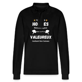 Péteur cadeau drôle lâcher des caisses - Polo à manches longues bio PREPSTER Stanley/Stella Unisexe - noir - Devant - Anna (173cm) & Nico (186cm)