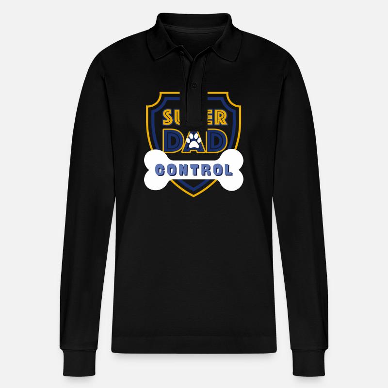 Super Dad Control Dark Blue - Stanley/Stella Unisex Bio-Langarm-Poloshirt Prepster - Schwarz