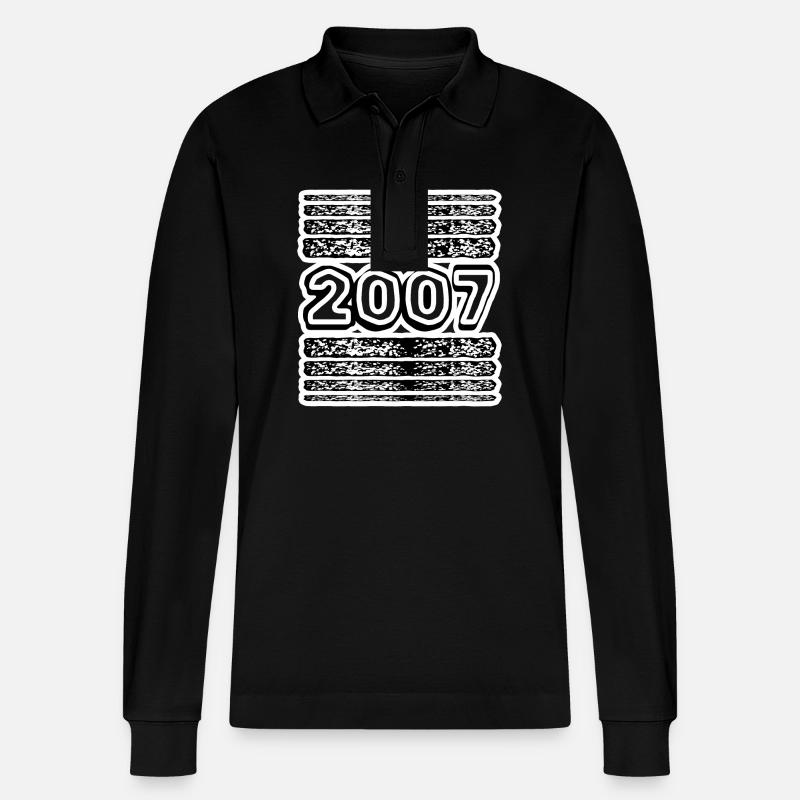 Jahr 2007 - Stanley/Stella Unisex Bio-Langarm-Poloshirt Prepster - Schwarz