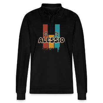 Cadeau pour Alessio - Polo à manches longues bio PREPSTER Stanley/Stella Unisexe - noir - Devant - Anna (173cm) & Nico (186cm)