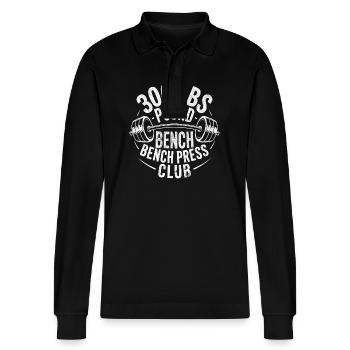 Lustiges Sportstudio Bankdrücken Shirt - Stanley/Stella Unisex Bio-Langarm-Poloshirt Prepster - Schwarz - Vorne - Anna (173cm) & Nico (186cm)