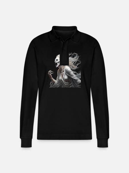 Gruseliges Halloween-partykostüm Banshee - Stanley/Stella Organic Unisex Long-Sleeved Polo Shirt Prepster - black