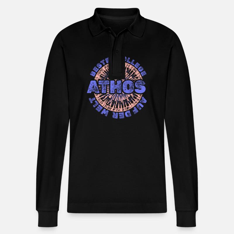 Geschenk für Athos - Stanley/Stella Unisex Bio-Langarm-Poloshirt Prepster - Schwarz