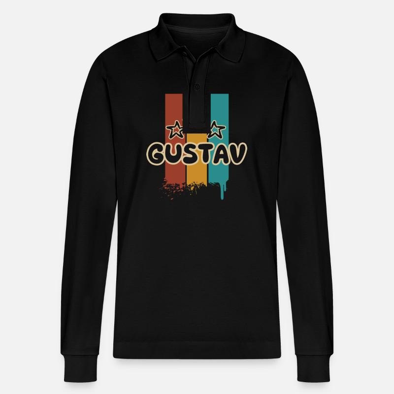 Gustav als Gustav - Stanley/Stella Unisex Bio-Langarm-Poloshirt Prepster - Schwarz
