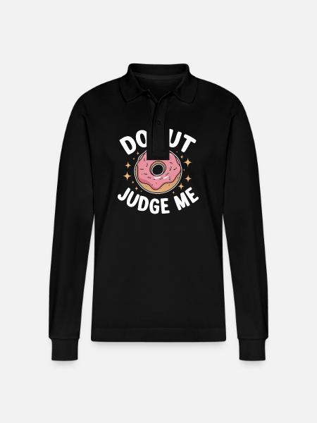 Donut Donuts Candy Bagel - Stanley/Stella Organic Unisex Long-Sleeved Polo Shirt Prepster - black