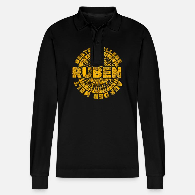Arbeit Ruben - Stanley/Stella Unisex Bio-Langarm-Poloshirt Prepster - Schwarz
