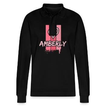 Amberly Amberly - Stanley/Stella Organic Unisex Long-Sleeved Polo Shirt Prepster - black - Front - Anna (173cm) & Nico (186cm)