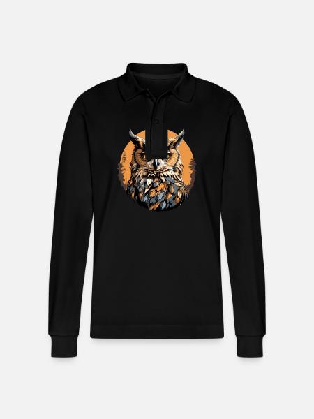 Stolt ørneugle stor ugle til uglevenner - Stanley/Stella Prepster økologisk unisex langærmet poloshirt - sort