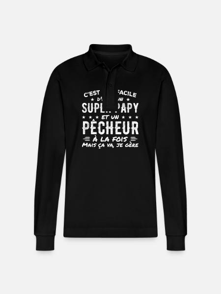 Super-Opa und Fischer-Geschenk - Stanley/Stella Unisex Bio-Langarm-Poloshirt Prepster - Schwarz