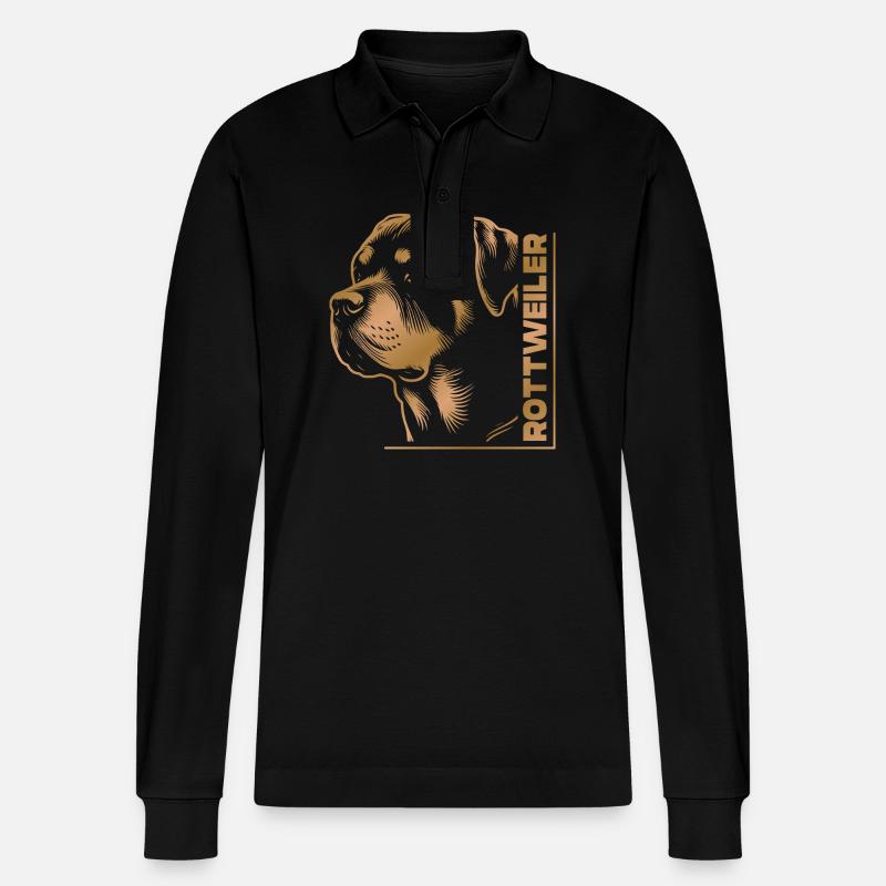 ROTTWEILER Zeichnung Kopf gold - Stanley/Stella Unisex Bio-Langarm-Poloshirt Prepster - Schwarz