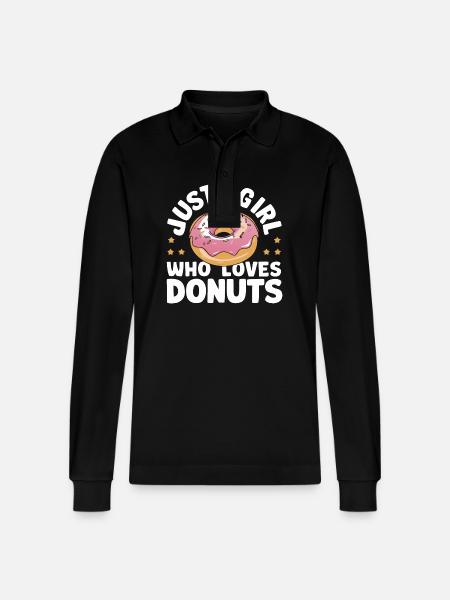 Donut Donuts Candy Bagel - Stanley/Stella Organic Unisex Long-Sleeved Polo Shirt Prepster - black