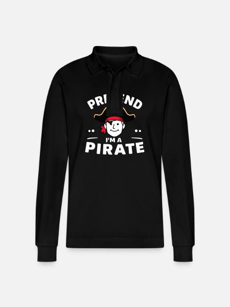 Pirate Pirate Carnival Halloween - Stanley/Stella Organic Unisex Long-Sleeved Polo Shirt Prepster - black