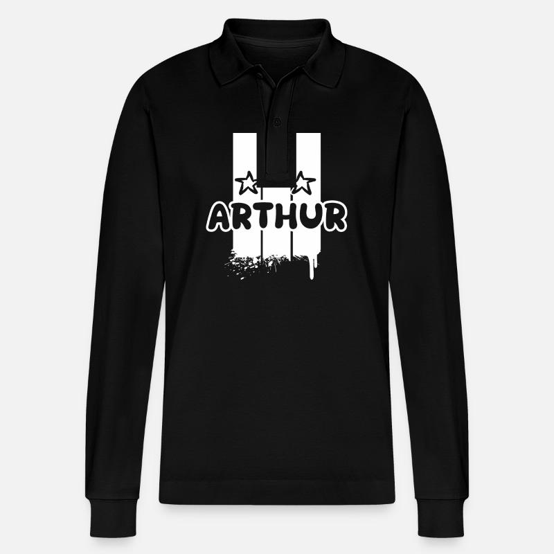 Arthur als Arthur - Stanley/Stella Unisex Bio-Langarm-Poloshirt Prepster - Schwarz