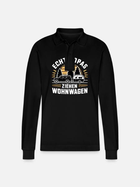 Camping Opa - Stanley/Stella Unisex Bio-Langarm-Poloshirt Prepster - Schwarz