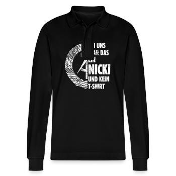 DDR Nicki, Osten, Ossi Spruch, Geschenk - Stanley/Stella Unisex Bio-Langarm-Poloshirt Prepster - Schwarz - Vorne - Anna (173cm) & Nico (186cm)