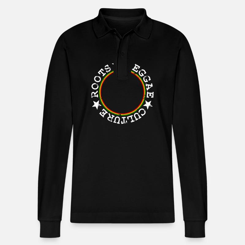 Roots Reggae - Stanley/Stella Unisex Bio-Langarm-Poloshirt Prepster - Schwarz