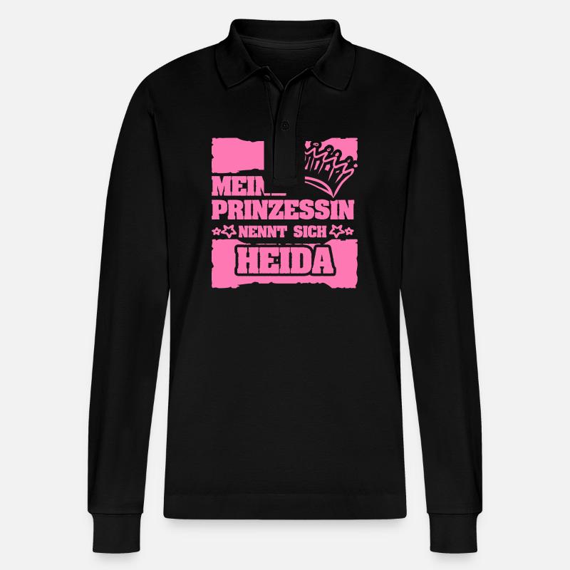 Mädchenname Heida - Stanley/Stella Unisex Bio-Langarm-Poloshirt Prepster - Schwarz
