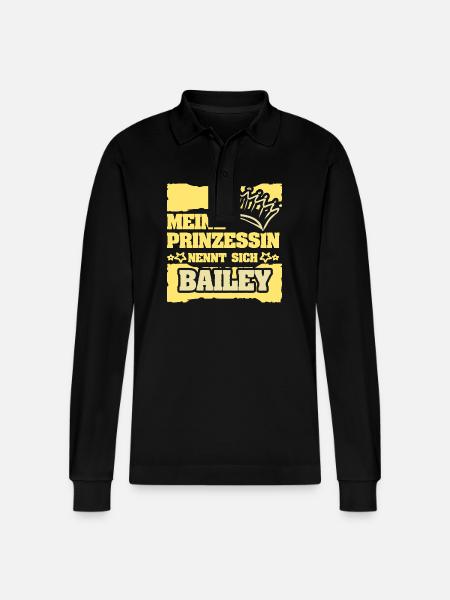Mädchenname Bailey - Stanley/Stella Unisex Bio-Langarm-Poloshirt Prepster - Schwarz