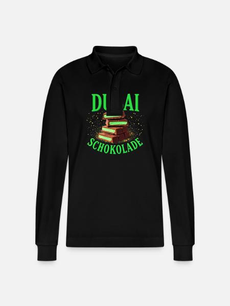 Dubai Chocolate - Funny Saying - Stanley/Stella Organic Unisex Long-Sleeved Polo Shirt Prepster - black