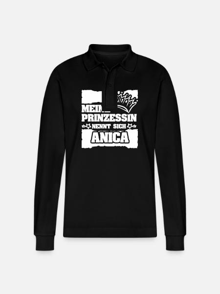 Anica als Mädchenname - Stanley/Stella Unisex Bio-Langarm-Poloshirt Prepster - Schwarz