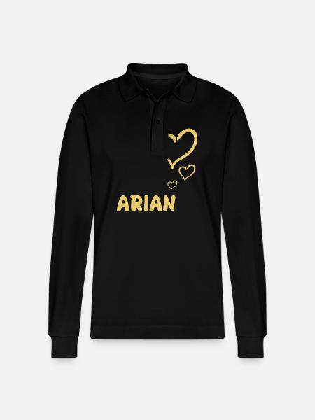 First name Arian - Stanley/Stella Organic Unisex Long-Sleeved Polo Shirt Prepster - black