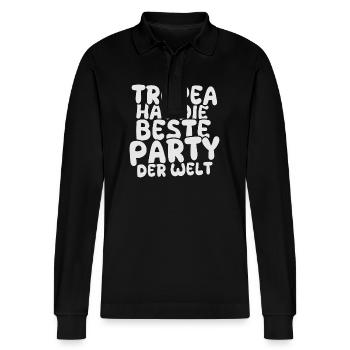 Holiday destination Tropea - Stanley/Stella Organic Unisex Long-Sleeved Polo Shirt Prepster - black - Front - Anna (173cm) & Nico (186cm)