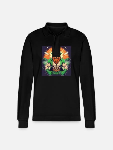 St. Patrick's Day Shamrock Bodybuilding - Stanley/Stella Organic Unisex Long-Sleeved Polo Shirt Prepster - black