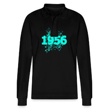 Retro 1956 - Stanley/Stella Unisex Bio-Langarm-Poloshirt Prepster - Schwarz - Vorne - Anna (173cm) & Nico (186cm)