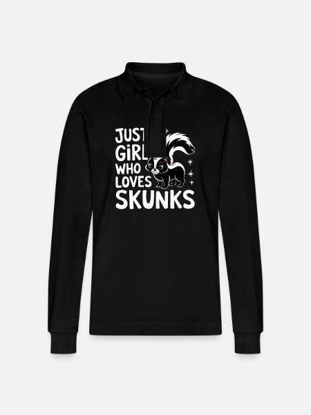 Skunk Zoo Animals - Stanley/Stella Organic Unisex Long-Sleeved Polo Shirt Prepster - black