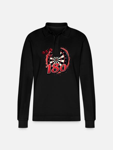 Dart Dartpfeil Darts 180 Dartboard Triple - Stanley/Stella Organic Unisex Long-Sleeved Polo Shirt Prepster - black