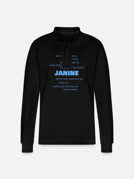 Sayings Janine - Stanley/Stella Organic Unisex Long-Sleeved Polo Shirt Prepster - black