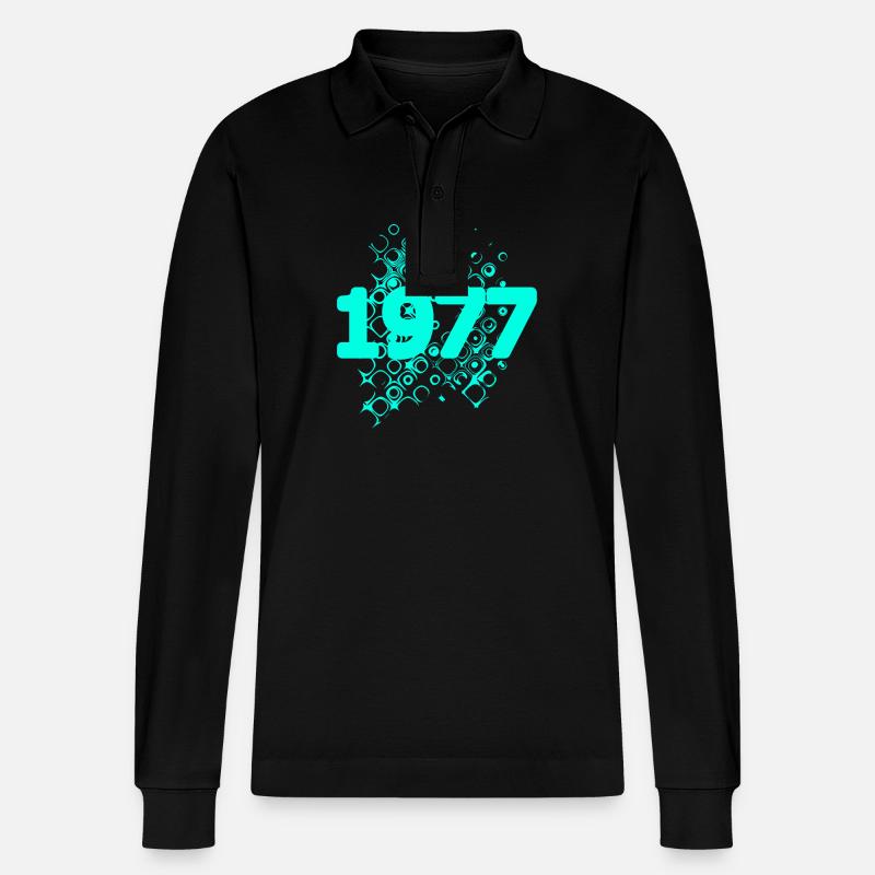 Retro 1977 - Stanley/Stella Unisex Bio-Langarm-Poloshirt Prepster - Schwarz