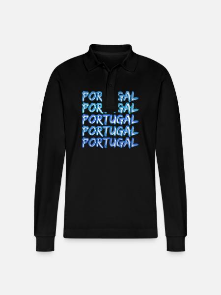 Gift for Portugal - Stanley/Stella Organic Unisex Long-Sleeved Polo Shirt Prepster - black