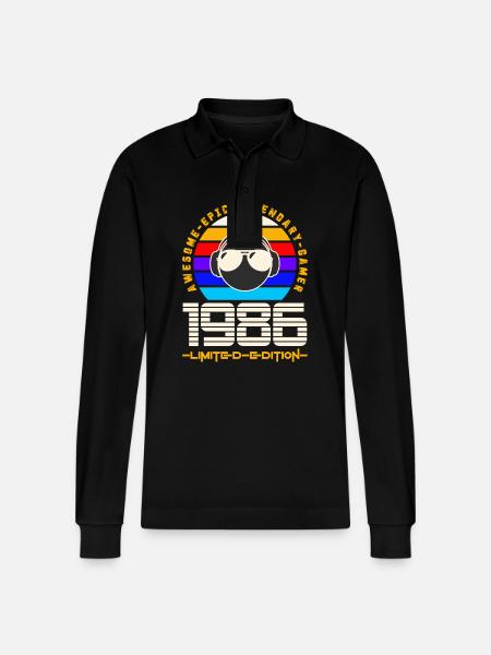 1986 - Stanley/Stella Unisex Bio-Langarm-Poloshirt Prepster - Schwarz
