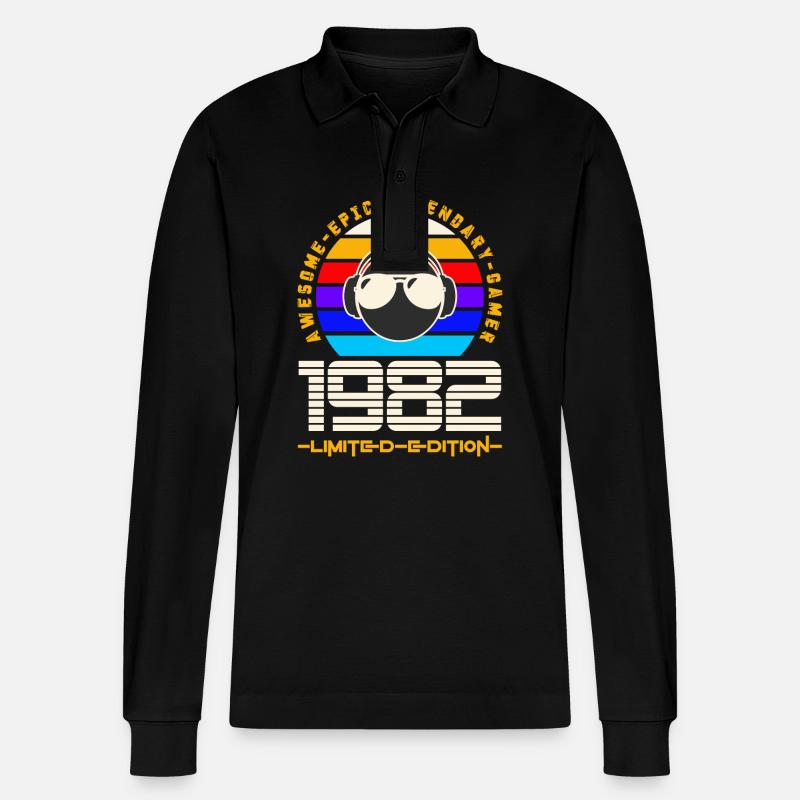 1982 - Stanley/Stella Unisex Bio-Langarm-Poloshirt Prepster - Schwarz