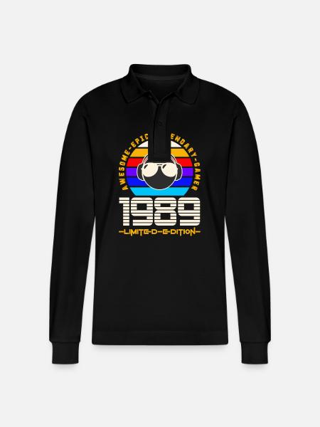 1989 - Stanley/Stella Organic Unisex Long-Sleeved Polo Shirt Prepster - black