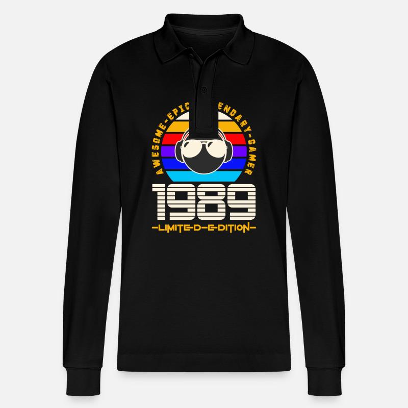 1989 - Stanley/Stella Unisex Bio-Langarm-Poloshirt Prepster - Schwarz