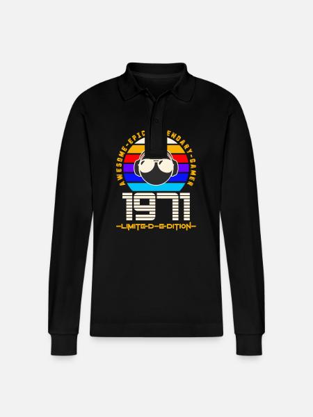 1971 - Stanley/Stella Organic Unisex Long-Sleeved Polo Shirt Prepster - black