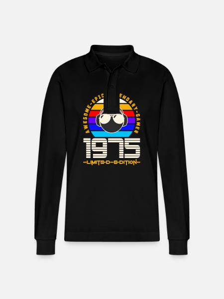 1975 - Stanley/Stella Organic Unisex Long-Sleeved Polo Shirt Prepster - black