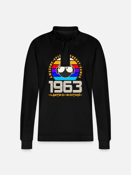 1963 - Stanley/Stella Organic Unisex Long-Sleeved Polo Shirt Prepster - black