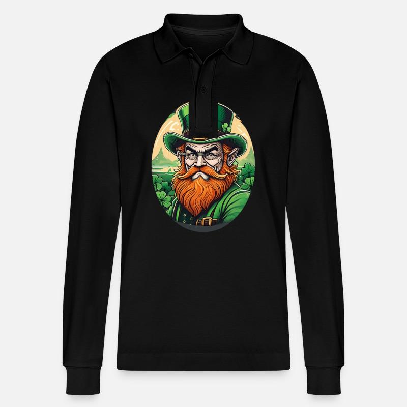 Lutin Trèfle de la Saint-Patrick - Polo à manches longues bio PREPSTER Stanley/Stella Unisexe - noir